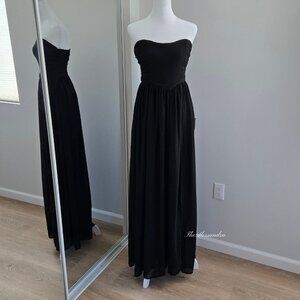 Lulus Black Strapless Ruched Maxi Dress Small Luxe Favorite New With Tags $99